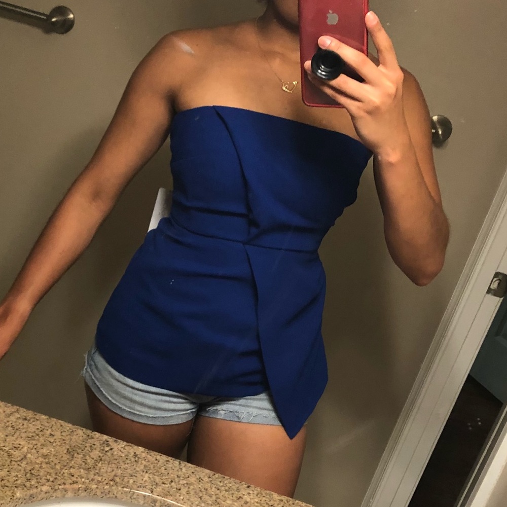 BCBG Generation Electric Blue Strapless Top